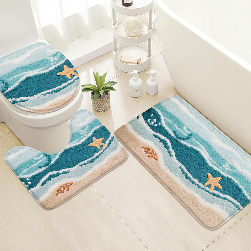 Home Bathroom Wash Basin - Mata domowa z nadrukiem rozgwiazdy plażowej,
