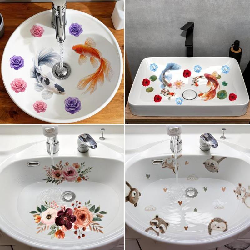 Home Bathroom Wash Basin - Nowa Naklejka na Umywalkę Lucky Koi