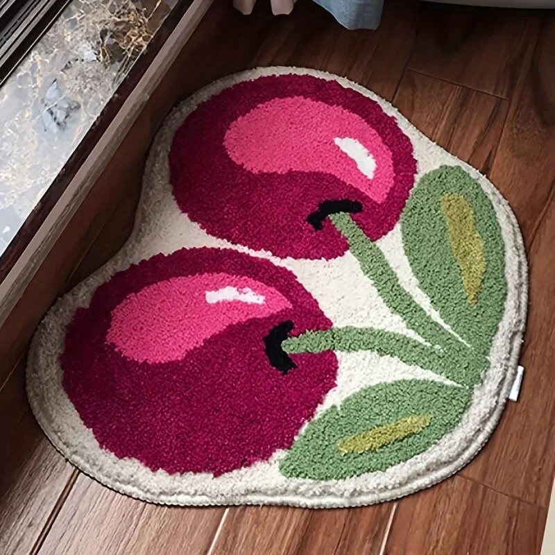 Zara Home Bathroom Rug - Cute Cherry Bath Mat, Absorbent Microfiber