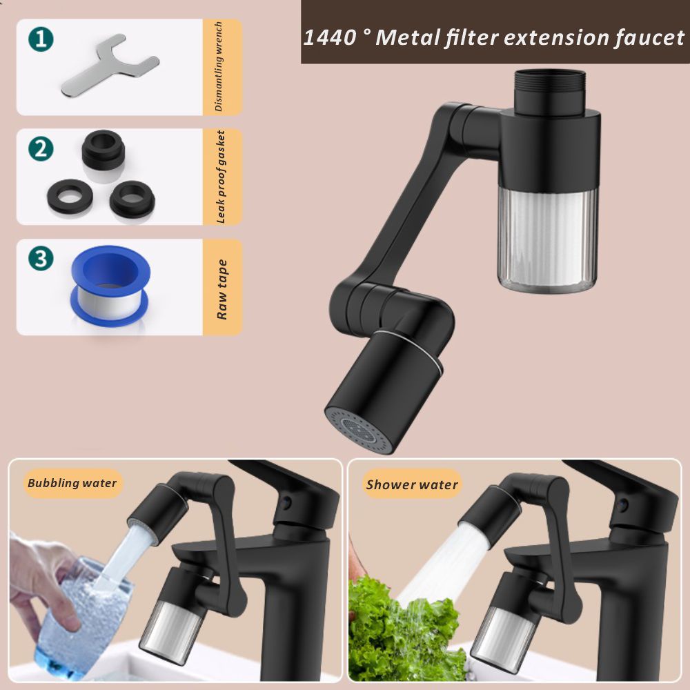 Home Bathroom Faucets - Nowy czarny 1440 ° Obrotowy z