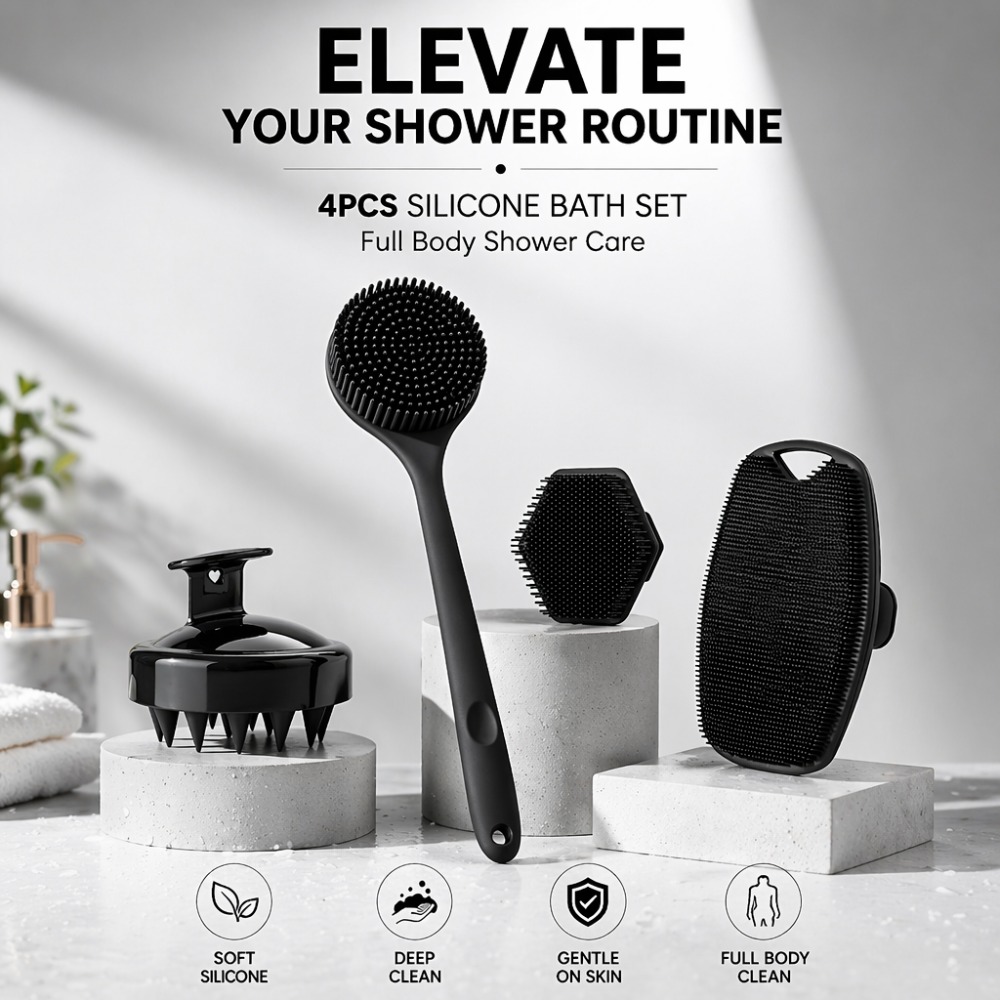 Home Bathroom Cleaning Machine - Zestaw 4 szt. silikonowych szczotek do