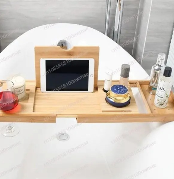 Bath Caddy Tray - Teleskopowa półka do wanny: bambusowy regał
