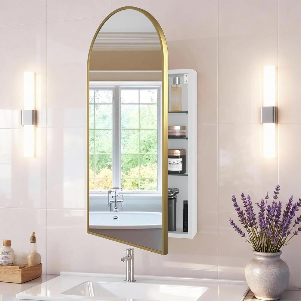 Home Bathroom Cabinets - Luksusowa łukowa złota szafka łazienkowa z