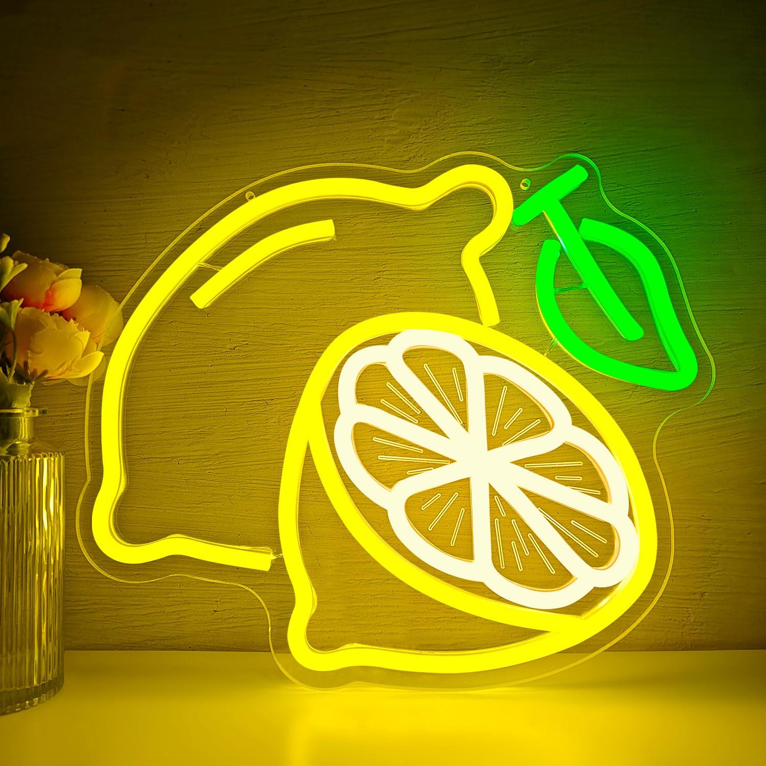 Home In Bathroom - Neonowy znak LED w kształcie cytryny,