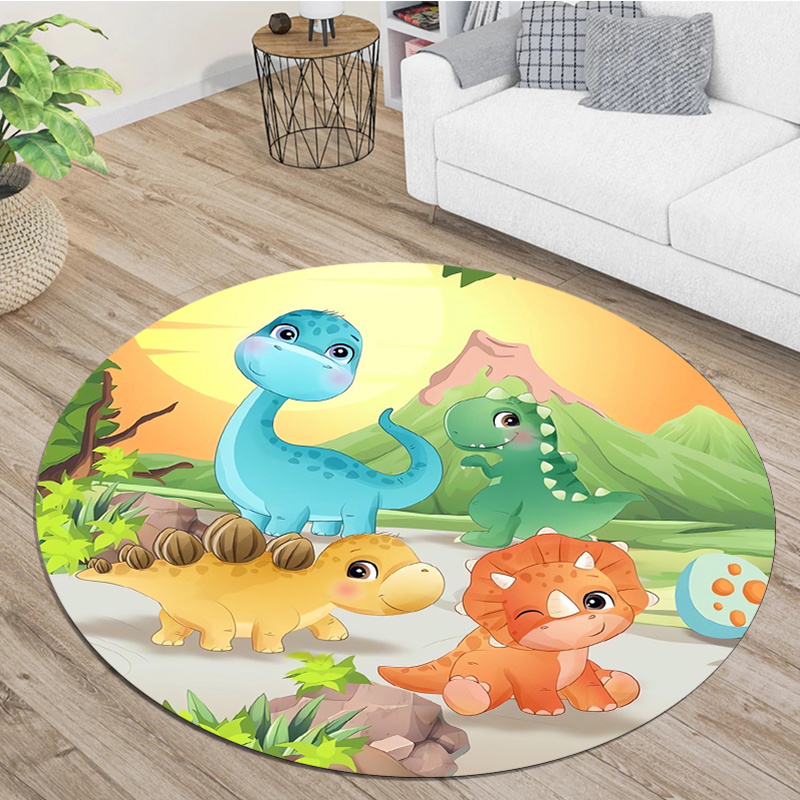 Zara Home Bathroom Rug - Uroczy dywan okrągły z motywem dinozaura,