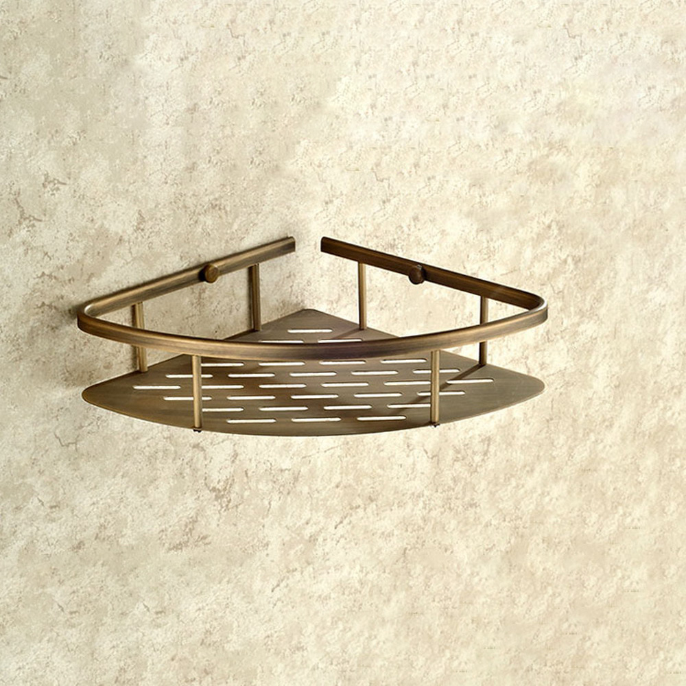 Bath Caddy Tray - Antyczny Mosiężny Narożny Koszyk na Mydło