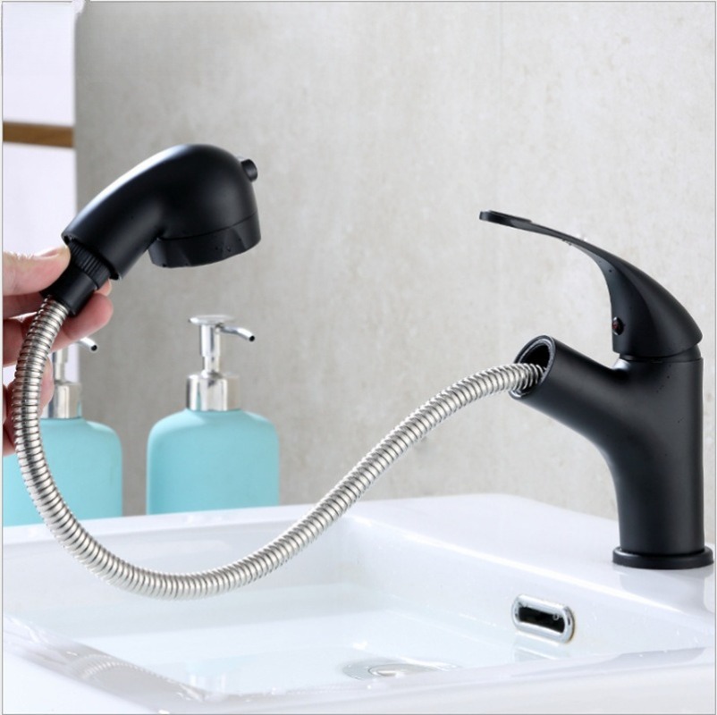 Home Bathroom Faucets - Czarna, pieczona bateria umywalkowa z pojedynczym
