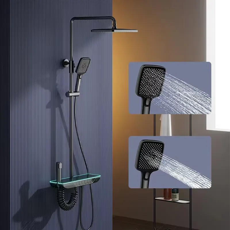 Home In Bathroom - Inteligentny cyfrowy termostatyczny zestaw prysznicowy, mosiężna