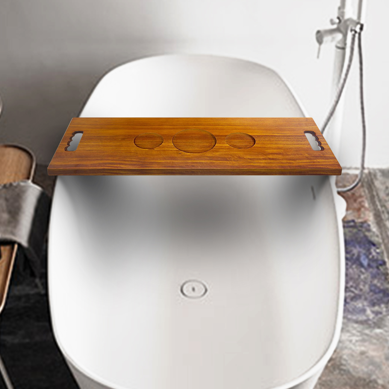 Taca do wanny z litego drewna  – Bath Caddy Tray recenzja i cena