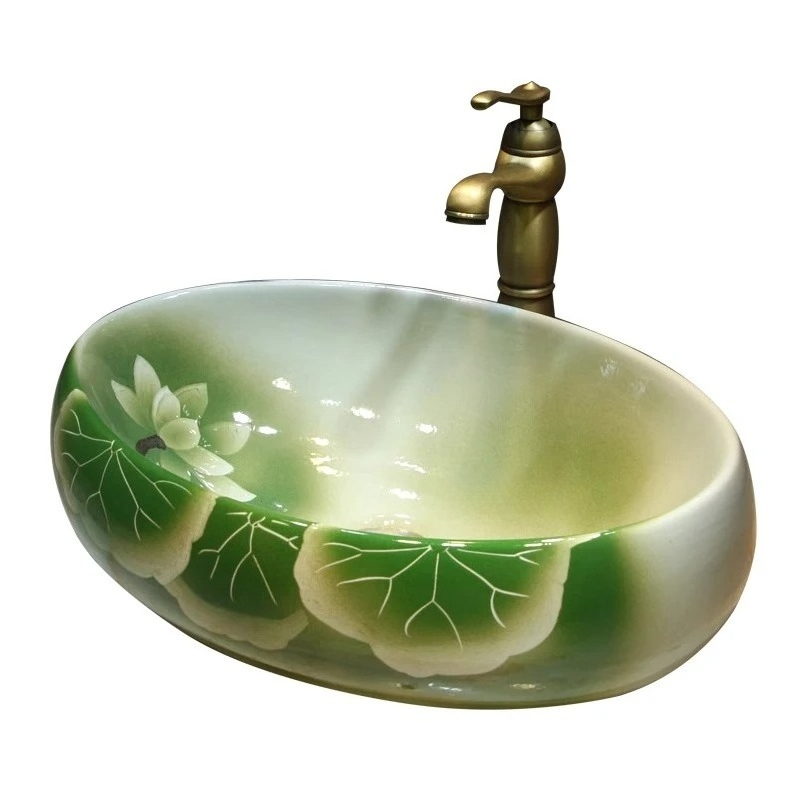 Kreatywne owalne zielone ceram – Home Bathroom Wash Basin recenzja i cena
