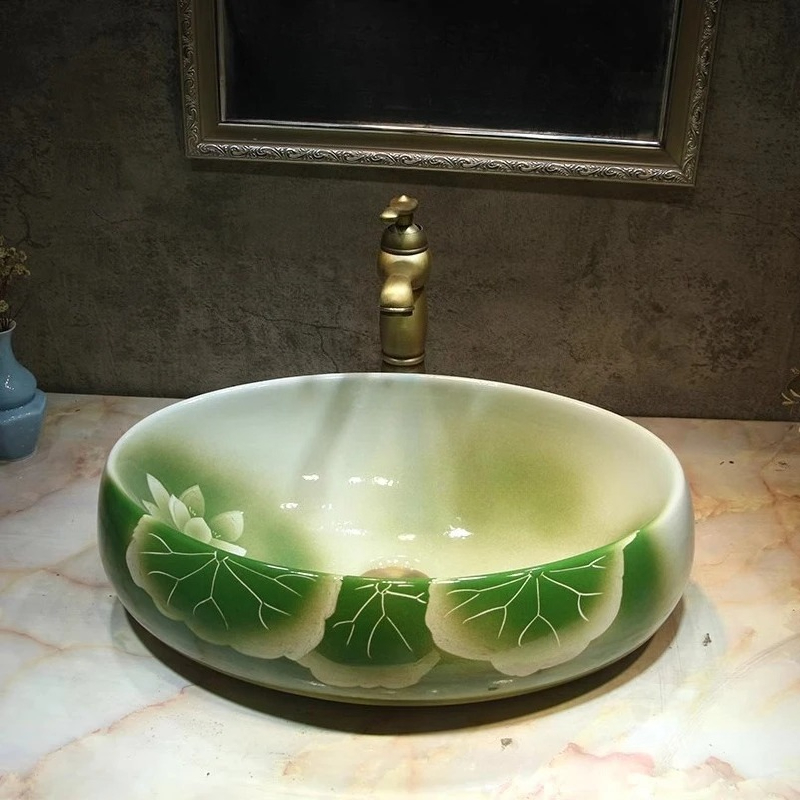 Kreatywne owalne zielone ceram – Home Bathroom Wash Basin recenzja i cena