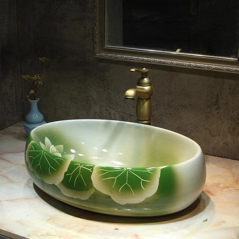 Kreatywne owalne zielone ceram – Home Bathroom Wash Basin recenzja i cena