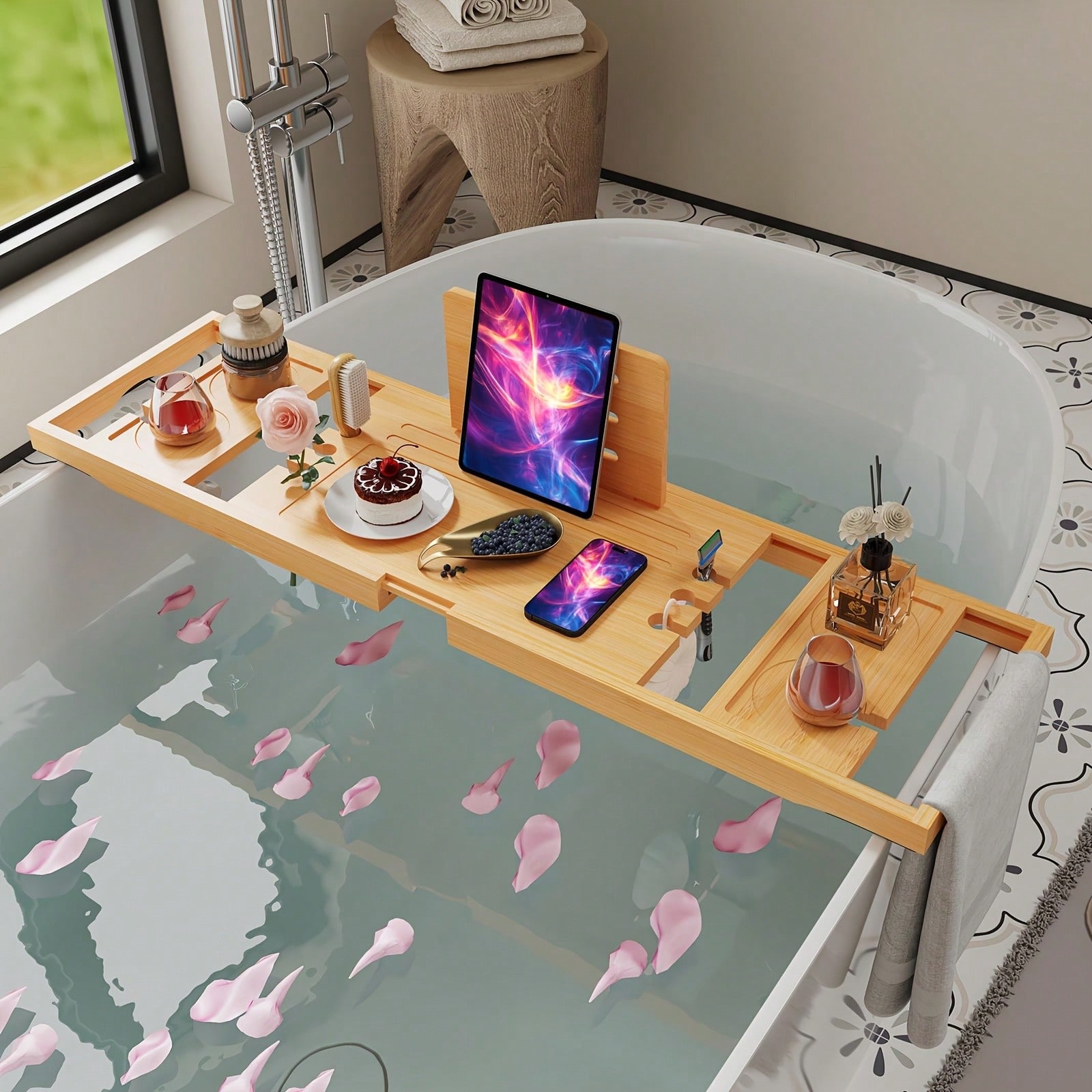 Bambusowa tacka do wanny, rozs – Bath Caddy Tray recenzja i cena
