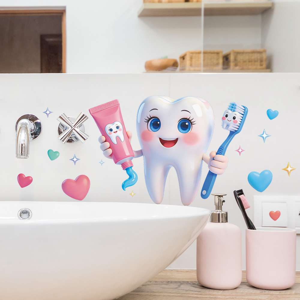 Naklejka ścienna z motywem zęb – Home Bathroom Wash Basin recenzja i cena