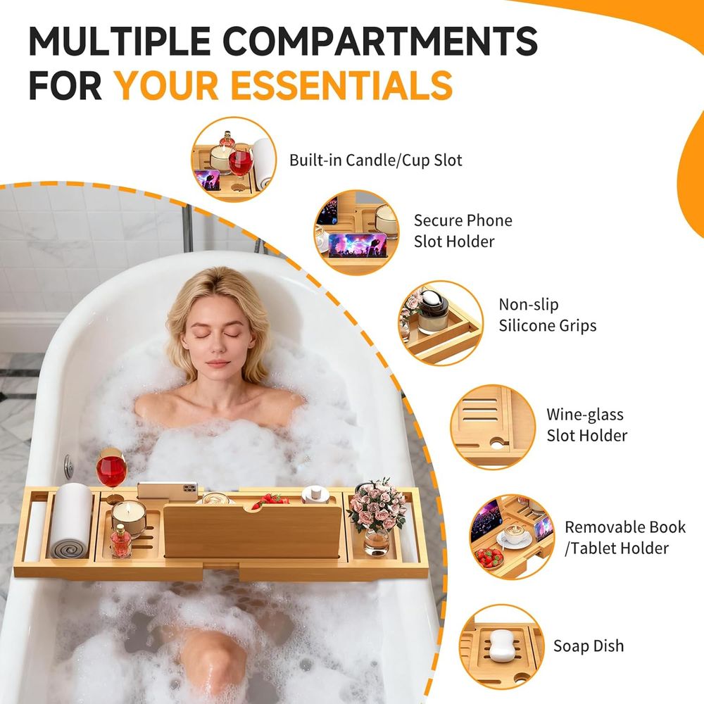 Elegancki bambusowy organizer  – Bath Caddy Tray recenzja i cena